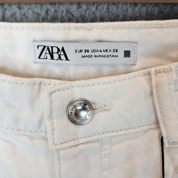 Zara White Jeans Womens Sz 4 Denim High Waisted Mom Fit Ankle Length Comfort - Picture 5 of 12